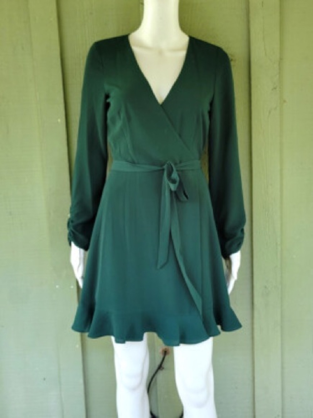 GIANNI BINI Dark Green Crepe Dress XS